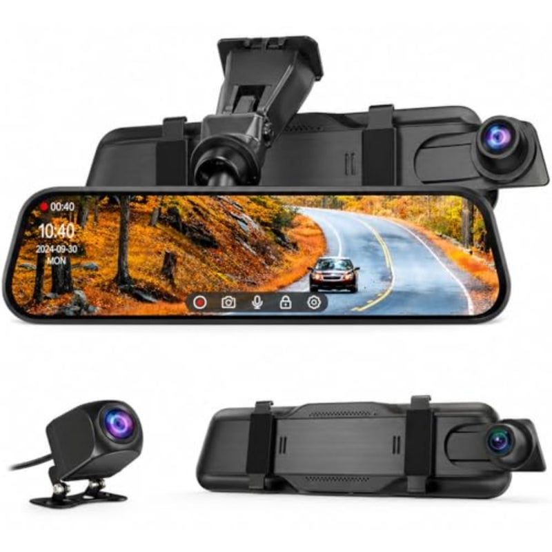 Smart Rearview Mirror Dash Cam Front Rear 10 Dual HD Cameras, 170 Wide Angle, Night Vision, G-Sensor, Parking Mode, Loop Recording, Anti-Glare Display, Motion Detection, Anti-Glar - Image 1