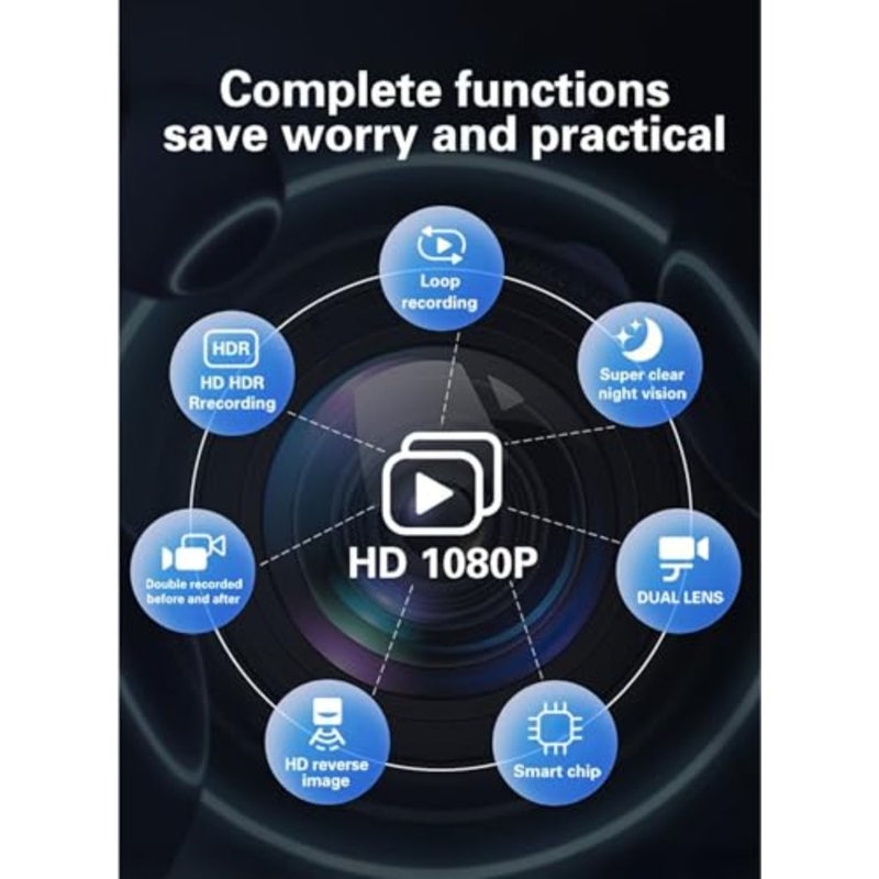Smart Rearview Mirror Dash Cam Front Rear 10 Dual HD Cameras, 170 Wide Angle, Night Vision, G-Sensor, Parking Mode, Loop Recording, Anti-Glare Display, Motion Detection, Anti-Glar - Image 4