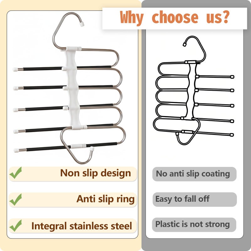Zylkorb Pants Hangers Space Saving 5 Tier - 2 Pack Closet Organizers and Storage Closet Organizer,Anti-Slip Design,Closet Organizers and Storage for Pants Jeans Skirts Scarf Legging - Image 4