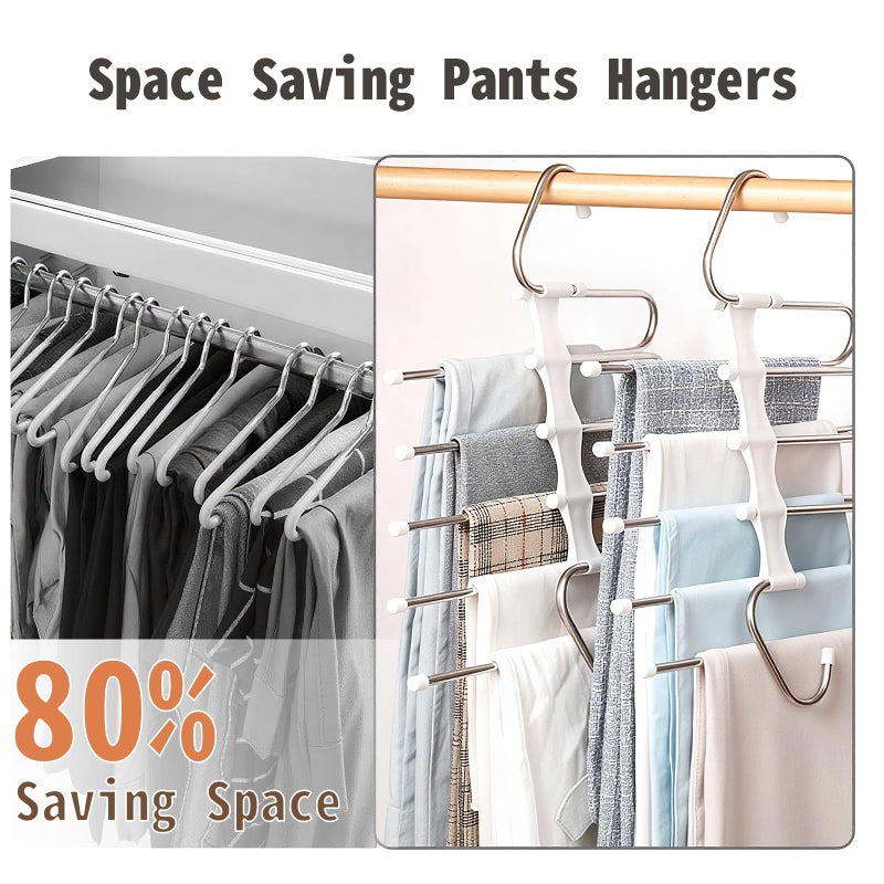Zylkorb Pants Hangers Space Saving 5 Tier - 2 Pack Closet Organizers and Storage Closet Organizer,Anti-Slip Design,Closet Organizers and Storage for Pants Jeans Skirts Scarf Legging - Image 2
