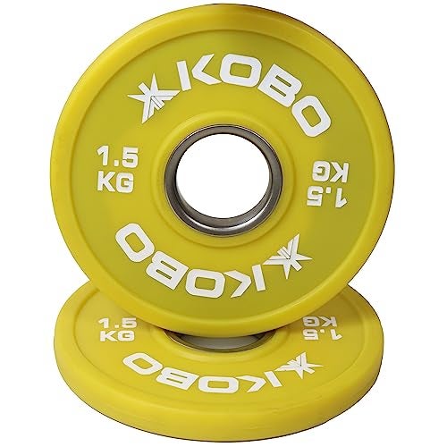 Kobo Urethane Olympic Fractional Plates/Fractional Weight Plates 2 inch Steel Ring Olympic Weightlifting Crossfit Gym Eco-Friendly Competition CPU Plate for Incremental Weights (1Kg x 2 = 2 Kg) - Image 1