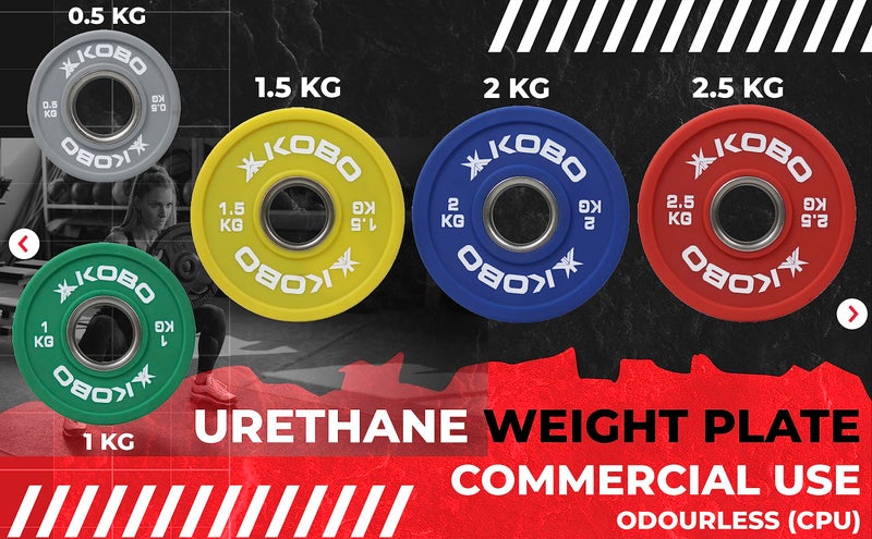 Kobo Urethane Olympic Fractional Plates/Fractional Weight Plates 2 inch Steel Ring Olympic Weightlifting Crossfit Gym Eco-Friendly Competition CPU Plate for Incremental Weights (1Kg x 2 = 2 Kg) - Image 5