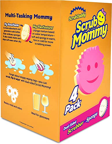 Scrub Daddy Scrub Daddy Dual Sided Sponge and Scrubber  Scrub Mommy  Scratch Free Sponge for Dishes and Home Soft in Warm Water Firm in Cold Odor Resistant 4 Count