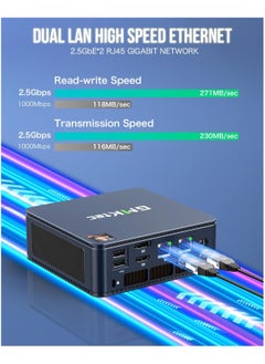 GMKtec Desktop Ultracompact Mini PC Gaming, 5825U, NucBox M5 Plus Dual LAN 2.5G Desktop Computer Windows 11 Pro, AMD Ryzen 7 5825U (8C/16T 4.50Ghz), 32G DDR4 RAM + 1TB Hard Drive PCle SSD, WiFi 6E, USB3.2, USB-C, BT 5.2, DP, HDMI  - Image 3