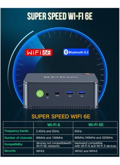 GMKtec Desktop Ultracompact Mini PC Gaming, 5825U, NucBox M5 Plus Dual LAN 2.5G Desktop Computer Windows 11 Pro, AMD Ryzen 7 5825U (8C/16T 4.50Ghz), 32G DDR4 RAM + 1TB Hard Drive PCle SSD, WiFi 6E, USB3.2, USB-C, BT 5.2, DP, HDMI  - Image 4