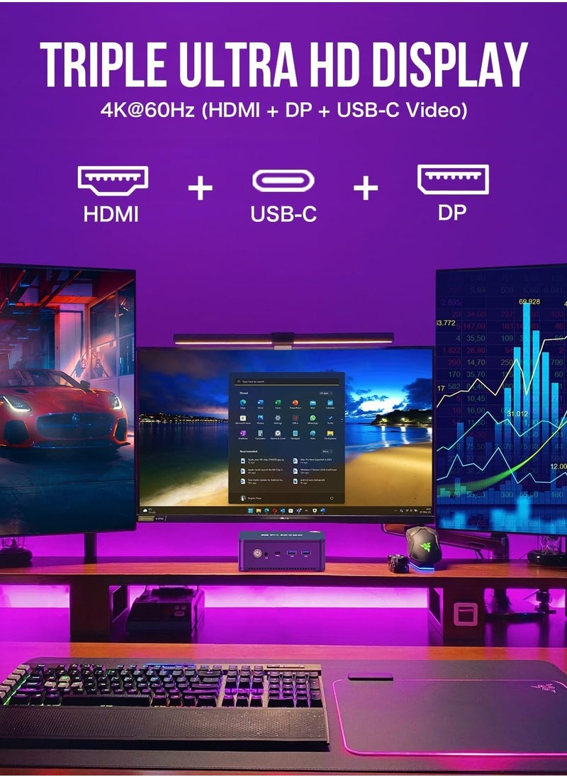GMKtec - Desktop Ultracompact Mini PC Gaming, 5825U, NucBox M5 Plus Dual LAN 2.5G Desktop Computer Windows 11 Pro, AMD Ryzen 7 5825U (8C/16T 4.50Ghz), 32G DDR4 RAM + 1TB Hard Drive PCle SSD, WiFi 6E, USB3.2, USB-C, BT 5.2, DP, HDMI - Image 1