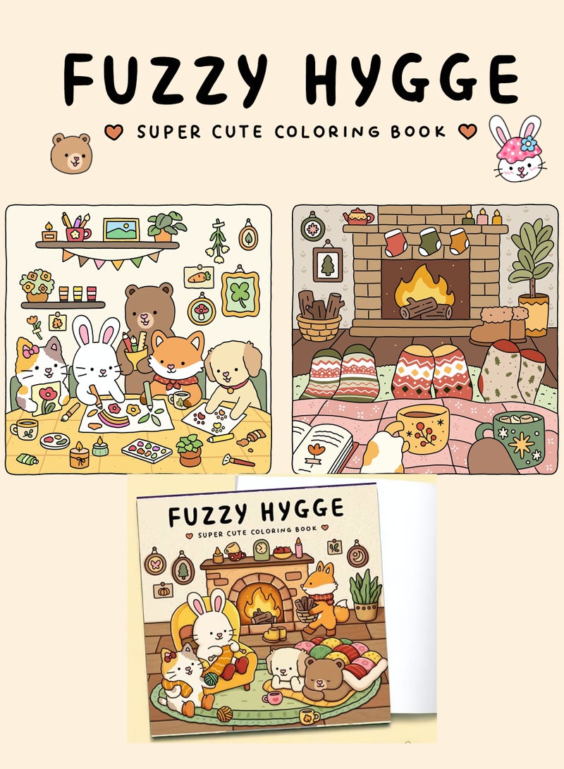Coloring Book for Adults & Teens, Fuzzy Hygge: Cute & Cozy Daily Relaxation Activity with Whimsical Illustrations, Relaxing Anti-Anxiety Art Therapy, Perfect for Cozy Spaces & Holiday Gifting - Image 4
