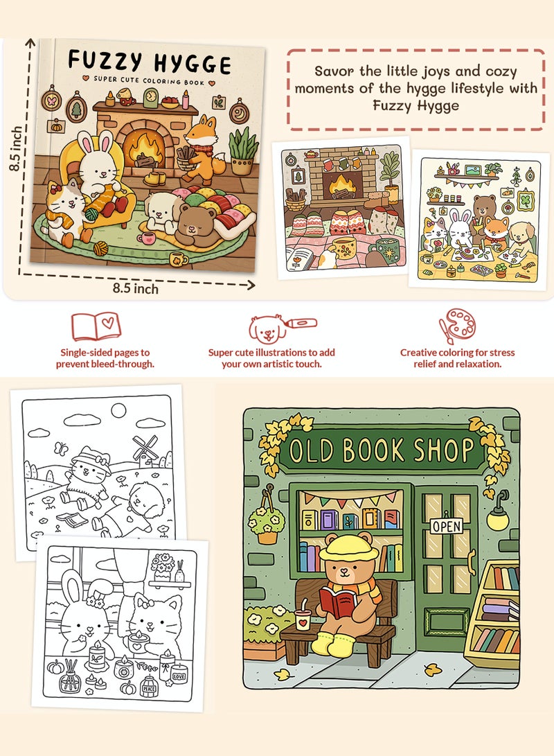 Coloring Book for Adults & Teens, Fuzzy Hygge: Cute & Cozy Daily Relaxation Activity with Whimsical Illustrations, Relaxing Anti-Anxiety Art Therapy, Perfect for Cozy Spaces & Holiday Gifting - Image 3
