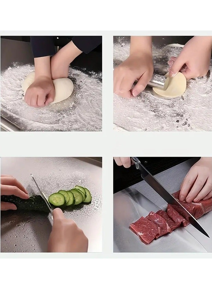 Stainless Steel Pastry Board with counter lip. Large Steel Pastry Board for dough, meat, vegatables. Stainless steel cutting board for kitchen - Image 4