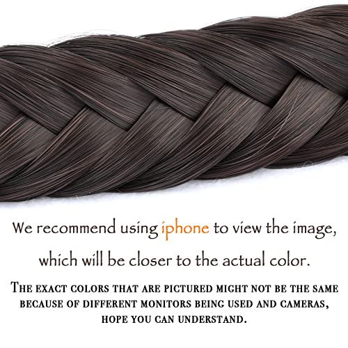 DIGUAN 4 strands Fishtail Synthetic Hair Braided Headband Classic Chunky Wide Plaited Braids Elastic Stretch Hairpiece Women Girl Beauty accessory 61g22oz 4Dark Brown - Image 5