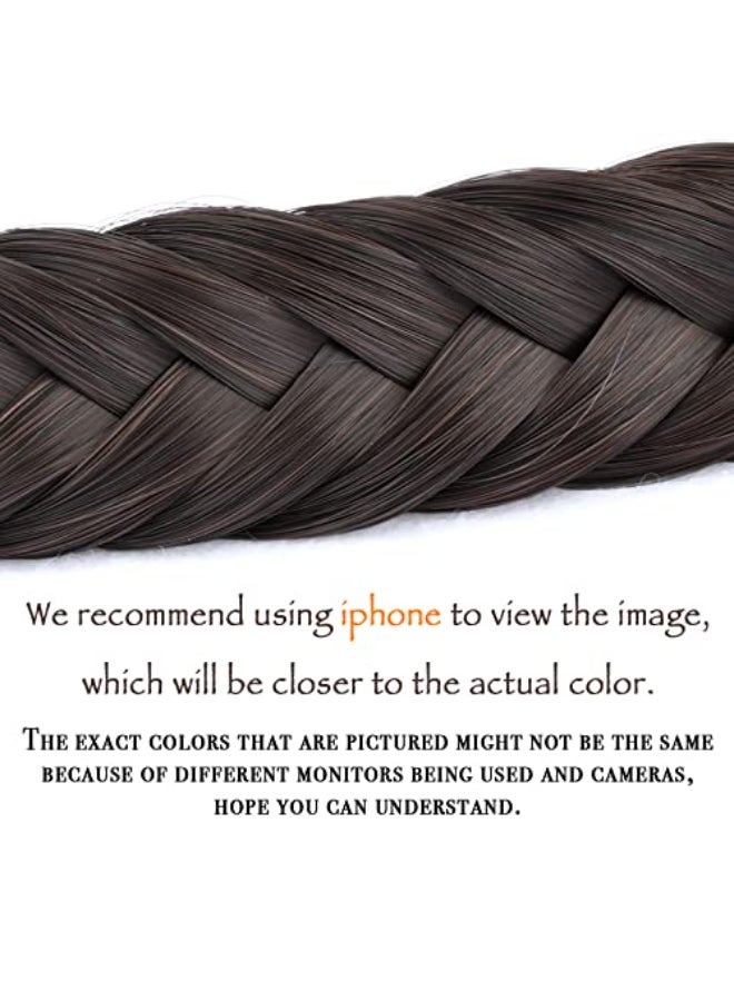 DIGUAN 4 strands Fishtail Synthetic Hair Braided Headband Classic Chunky Wide Plaited Braids Elastic Stretch Hairpiece Women Girl Beauty accessory 61g22oz 4Dark Brown - Image 4