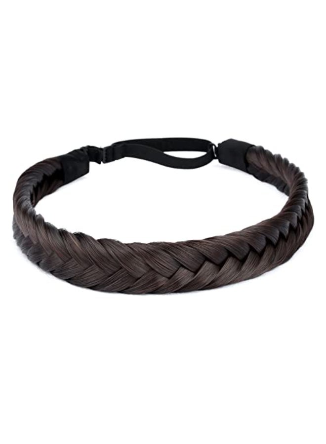 DIGUAN 4 strands Fishtail Synthetic Hair Braided Headband Classic Chunky Wide Plaited Braids Elastic Stretch Hairpiece Women Girl Beauty accessory 61g22oz 4Dark Brown - Image 1