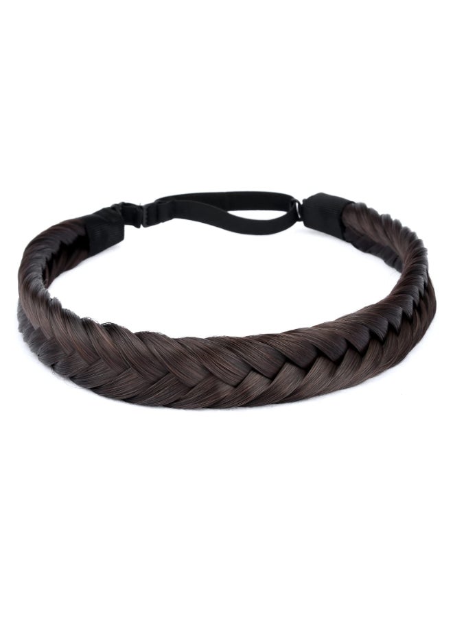 DIGUAN 4 strands Fishtail Synthetic Hair Braided Headband Classic Chunky Wide Plaited Braids Elastic Stretch Hairpiece Women Girl Beauty accessory 61g22oz 4Dark Brown - Image 3