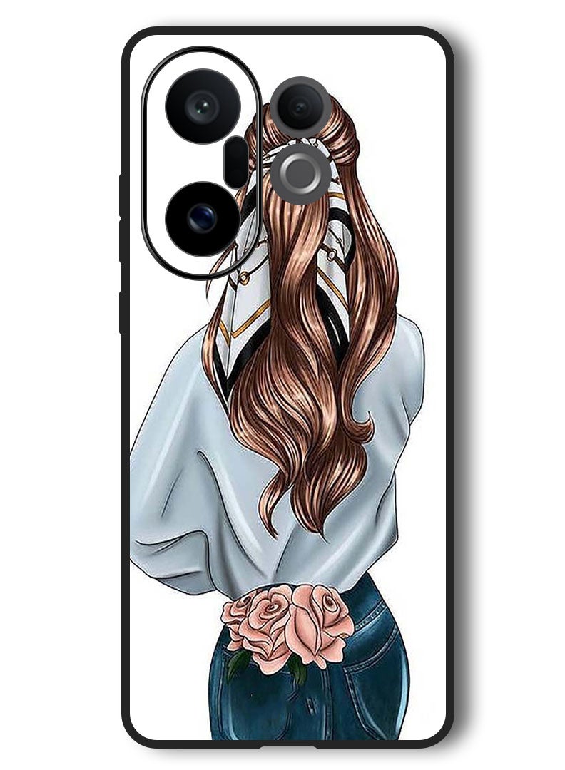 Theodor Case Compatible with Vivo X200 FE 6.31 Inch Protection Shockproof Bumper Cover Pink Rose Girl - Image 1