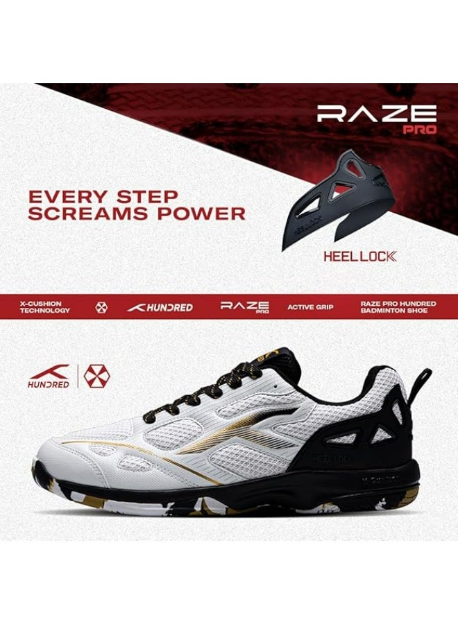 Hundred Raze Pro Badminton Shoes (Non Marking) | Also Indoor Sports | Lightweight, Breathable & Durable | X-Cushion | Active Grip Sole | Extended Heel Lock - Image 4