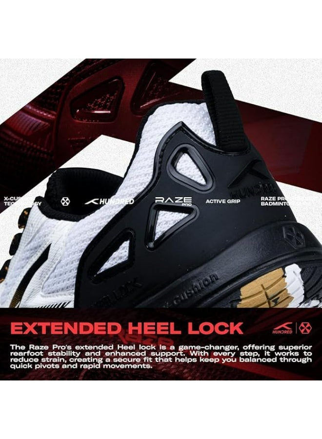 Hundred Raze Pro Badminton Shoes (Non Marking) | Also Indoor Sports | Lightweight, Breathable & Durable | X-Cushion | Active Grip Sole | Extended Heel Lock - Image 5