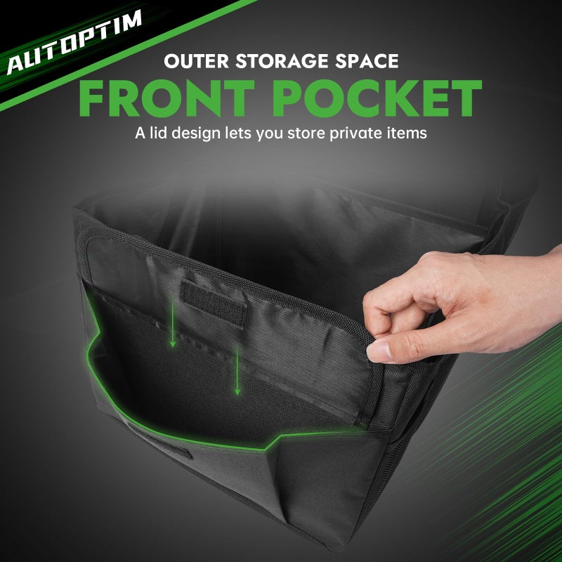 AUTOPTIM Car Trunk Organizer - 60L Collapsible Car Organizer with Non Slip Bottom for Groceries, Trunk Storage with Base Panel for SUV Sedan Van, 2 Compartments (Black, Medium) - Image 5