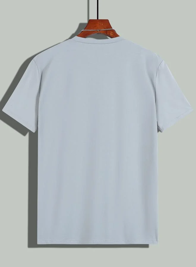 Take Two Grey Graphic Print Round Neck Regular Fit T-Shirt