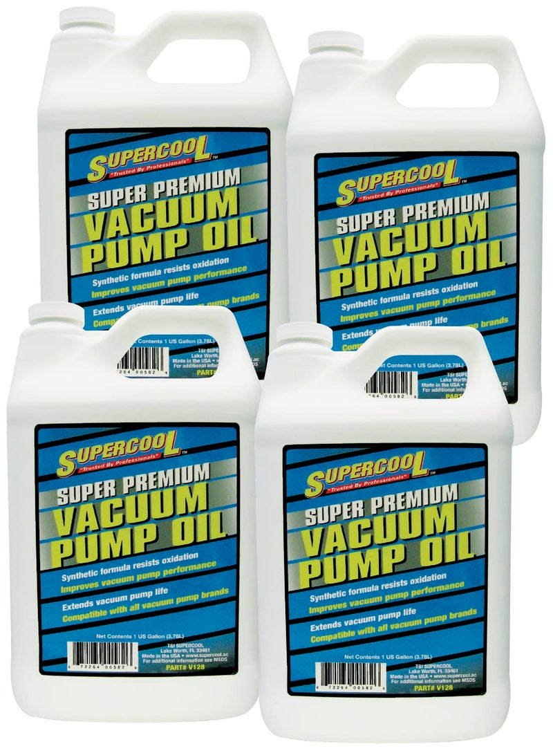 TSI Supercool V128-4CP Super Premium Synthetic Vacuum Pump Oil - 1 Gallon, 4 Pack - Image 1