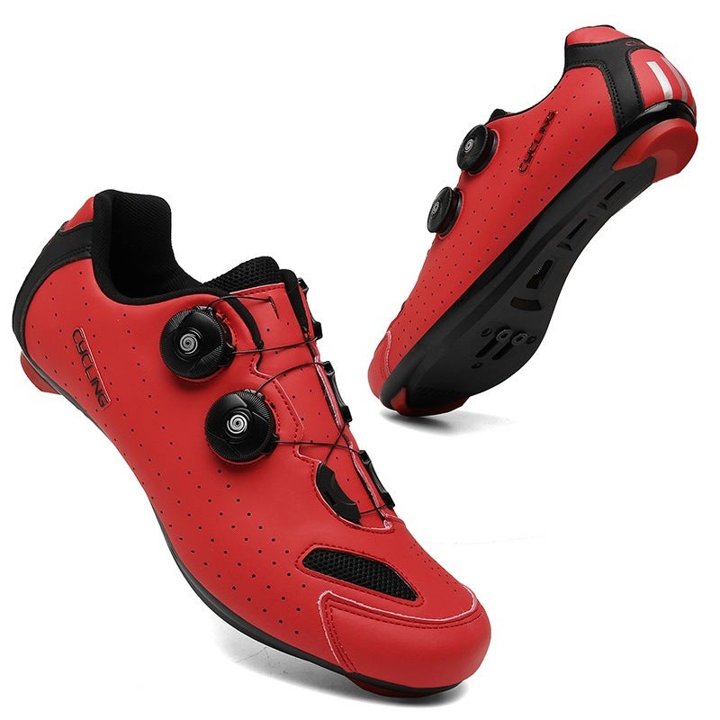 Generic Summer and Autumn Cycling Shoes Mens and Womens Hard Bottom Highway Mountain Bike Lock Shoes Bicycle Shoes Outdoor Sneakers T22 red road model 