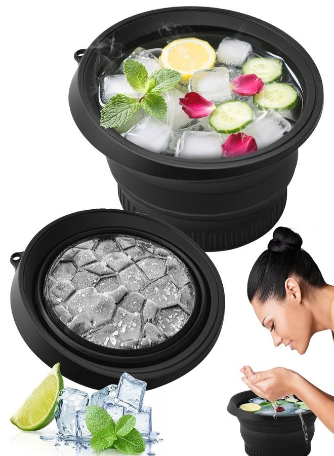 Face Bowl for Ice with Built-In Ice Tray,Facial Ice Bath Bowl, Portable Foldable Facial Plunge Bowl, Collapsible for Face Ice Bath Home & Travel (PACK OF 1) (1PIS+BLACK+FACE+BOWL)/3608 - Image 1