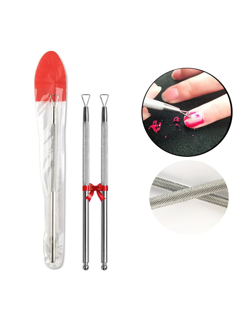Miss Gooey 2pcs Set Nail Scraper For Gel Nails Pushers Pack Trimmer Cleaner,Nail Art Soak Off Gel Polish Cuticle Peeler Scraper Remover Tools,Triangle Tip Design,Stainless Steel Manicure Care Stick Pedicure Kit  - Image 1