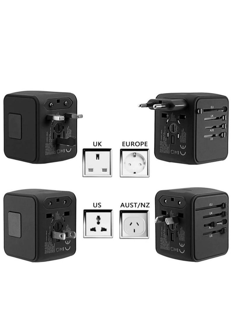 Universal International Travel Power Adapter, With 3 USB + 1 Type C Charging Ports, European Adapter, Worldwide AC Outlet Plugs Adapters For Europe / UK / US/ AU, Black - Image 3