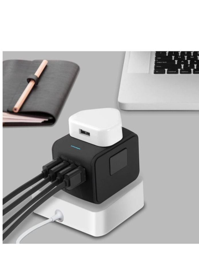 Universal International Travel Power Adapter, With 3 USB + 1 Type C Charging Ports, European Adapter, Worldwide AC Outlet Plugs Adapters For Europe / UK / US/ AU, Black - Image 2