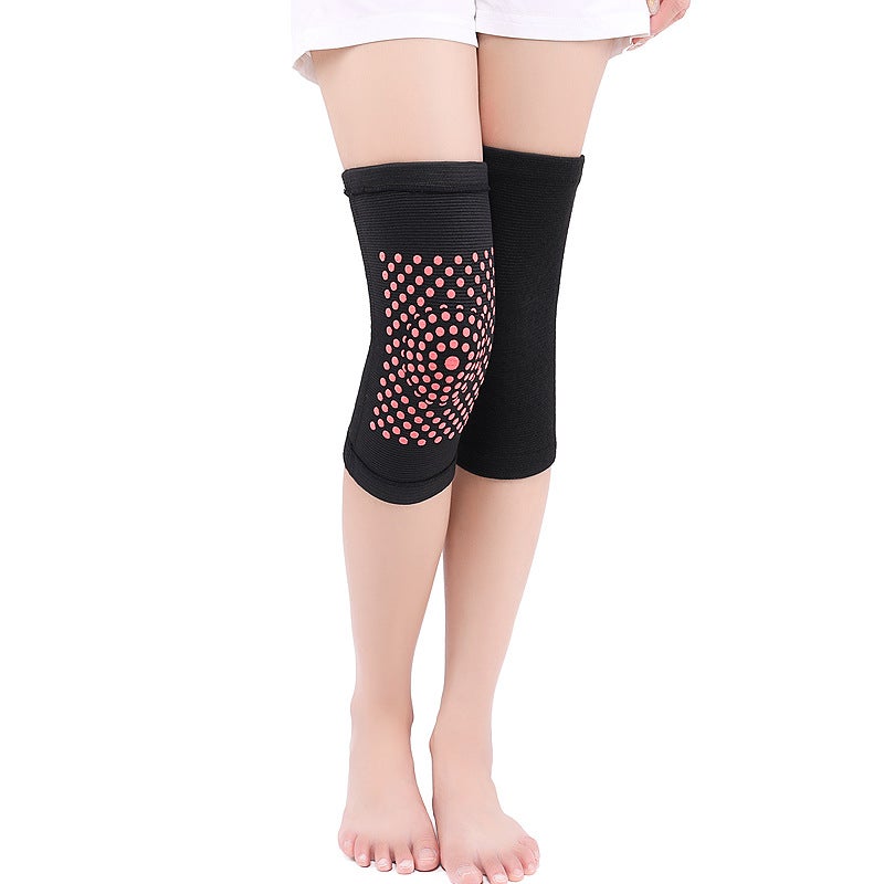 Generic Autumn Winter Warm Thickened Moxa Knee Support Middle-Aged And Elderly Knee Joint Warm Knee Protective Socks Tied Knit Knee Pads Black red dot knee pads 