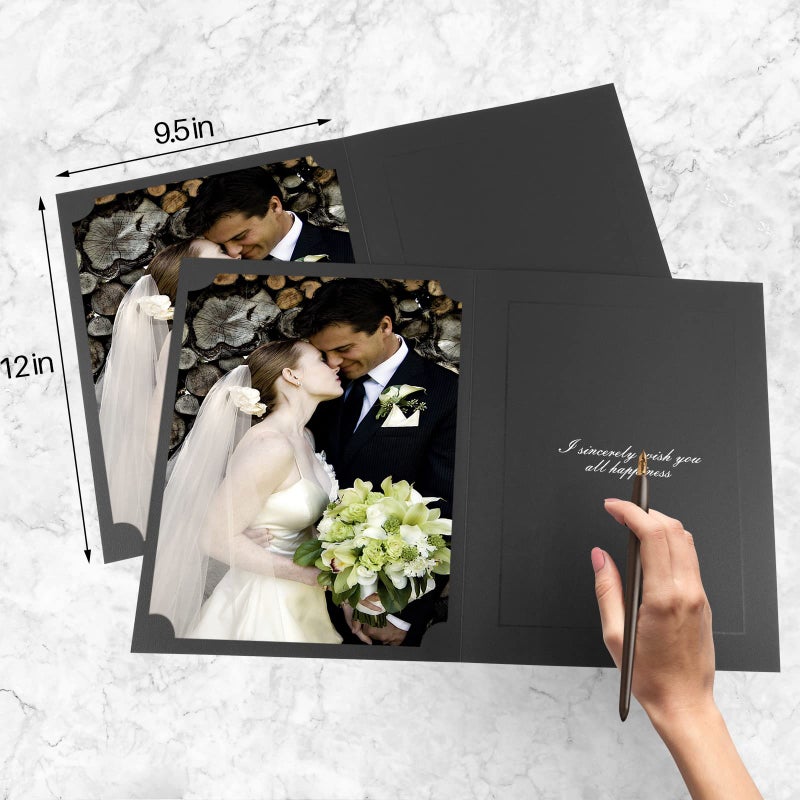 Golden State Art Golden State Art  Pack of 10  8.5X11 Photo Folders  Cardboard Picture Frame  Special for Certificate Document Holders  Diploma Award Holders(Black with Gold Lining) - Image 5