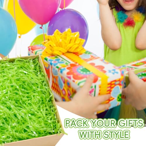 CIPOWM 230g/8oz Easter Grass Basket Filler Green Plastic Easter Fake Grass Shred Raffia Paper Fillers for Gift Wrapping Boxes Bags Basket Filling Party Supply - Image 3