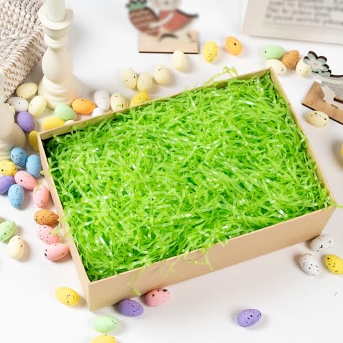 CIPOWM 230g/8oz Easter Grass Basket Filler Green Plastic Easter Fake Grass Shred Raffia Paper Fillers for Gift Wrapping Boxes Bags Basket Filling Party Supply - Image 4
