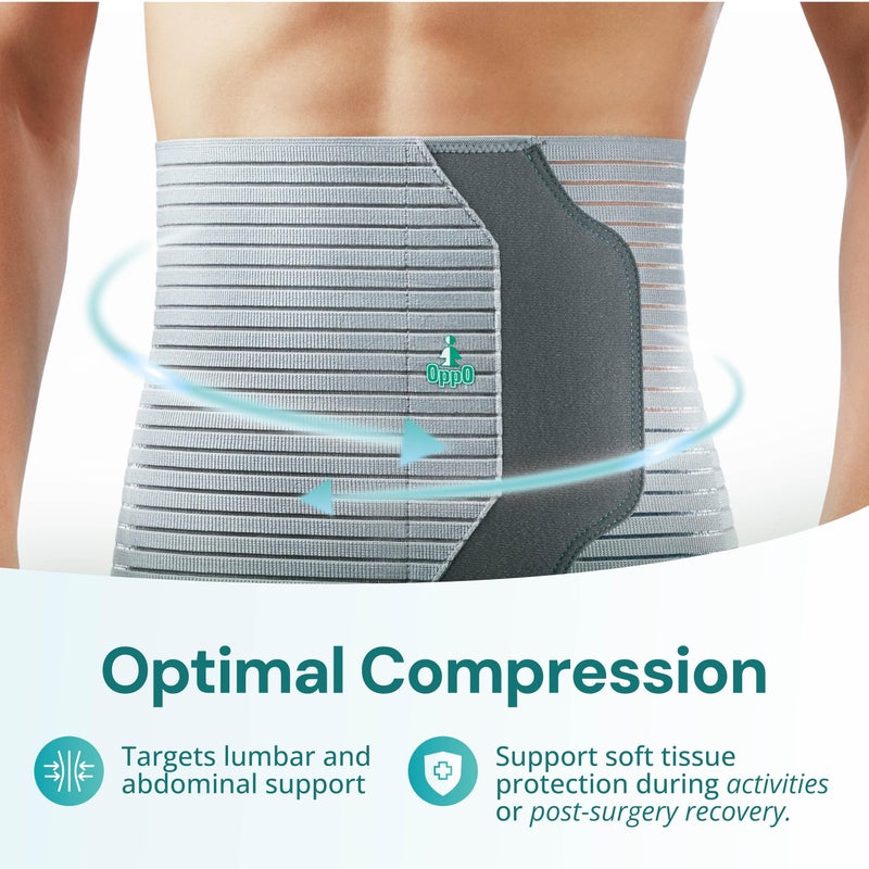 OPPO 2360 Abdominal Binder - Breathable Postpartum Postoperative Wrap - Compression Wrap for Men and Women (Grey, Medium, 1-Pack) - Image 4