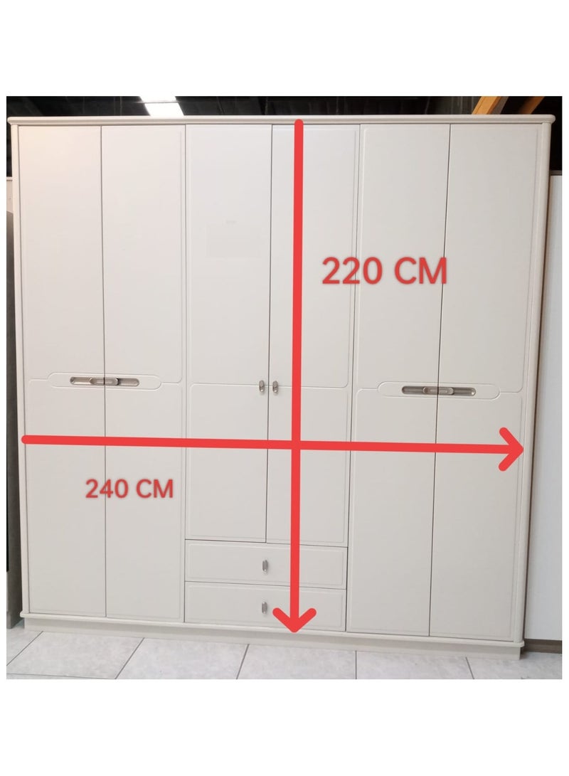 Generic WARDROBE 6 DOOR, MAXIMUM STORAGE ,3 BIG SHELVES, 3 DRESS HANGER SPACE COLOR OFF WHITE  - Image 4