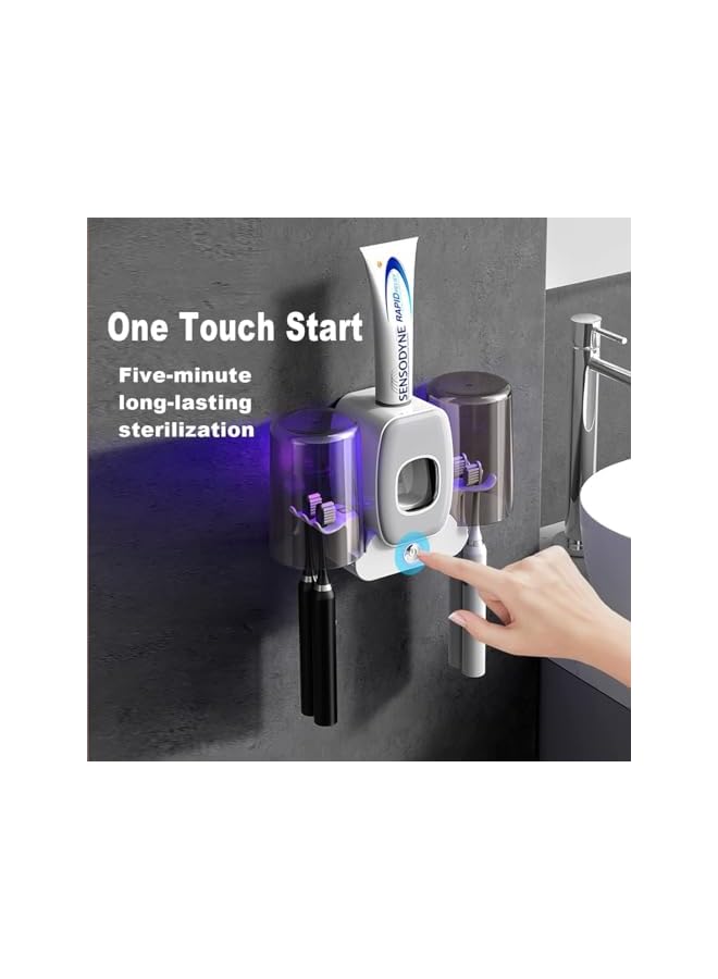 Toothbrush Sanitizer,Toothbrush Sanitizer Holder, Sterilization & Timing Functions, Rechargeable Cordless 2 Cups Wall Mounted Toothbrush Sterilizer for Bathrooms (White) - Image 4