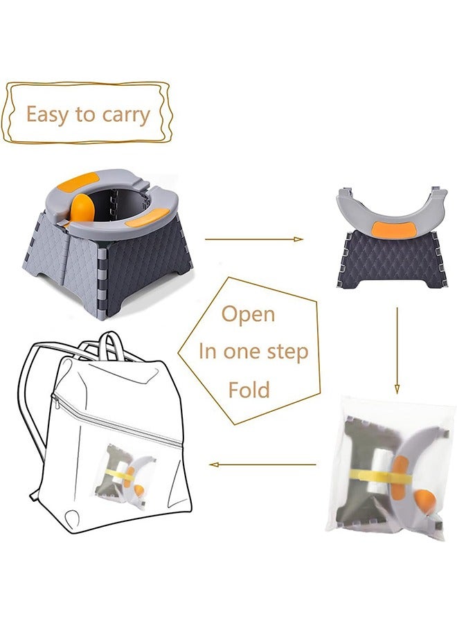 MIXDE Portable Potty Training Seat for Toddler| Kids Travel Potty | Collapsible Potty | Baby Potty Seat for Indoor and Outdoor (Gray) - Image 2