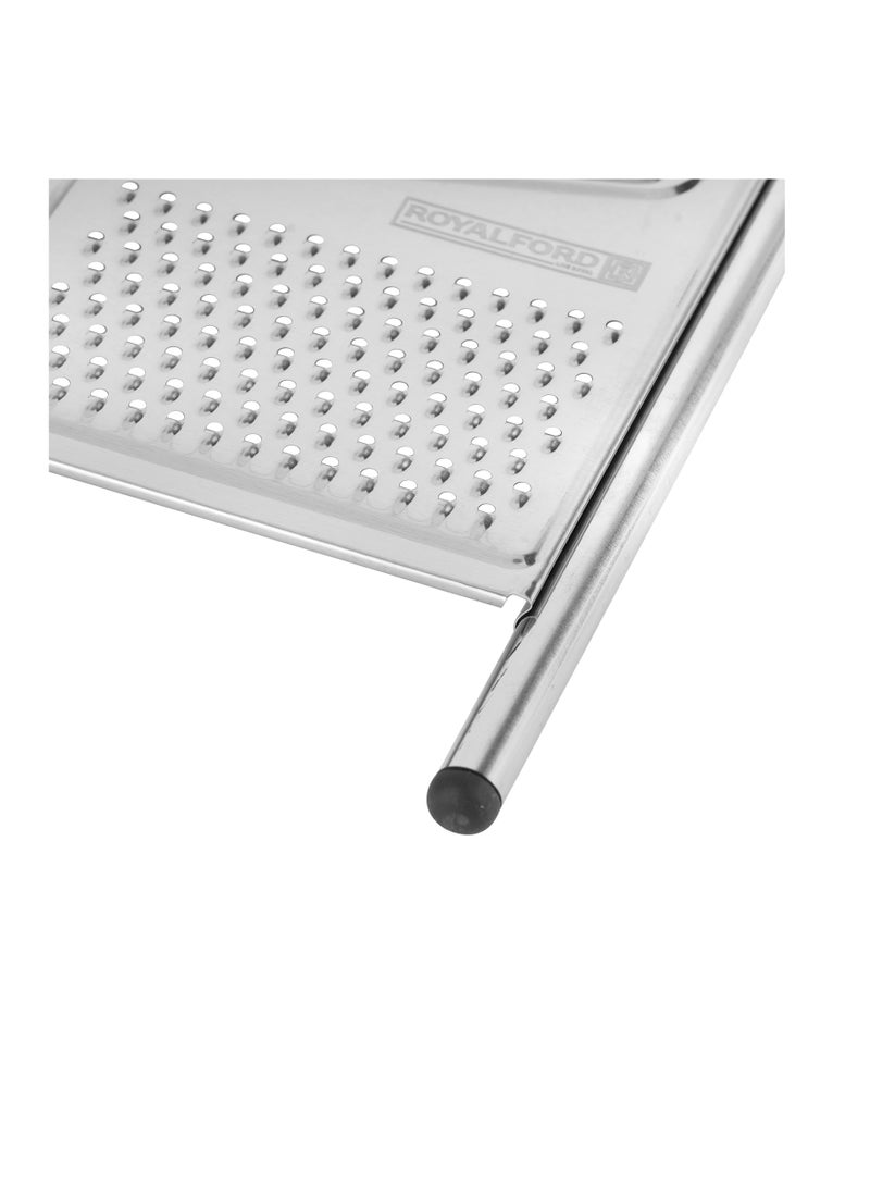 Royalford Stainless Steel 3-in-1 Flat Grater- RF12351/ with PP Base, Light-Weight and Compact Design/ Multiple Grating Style Silver - Image 4