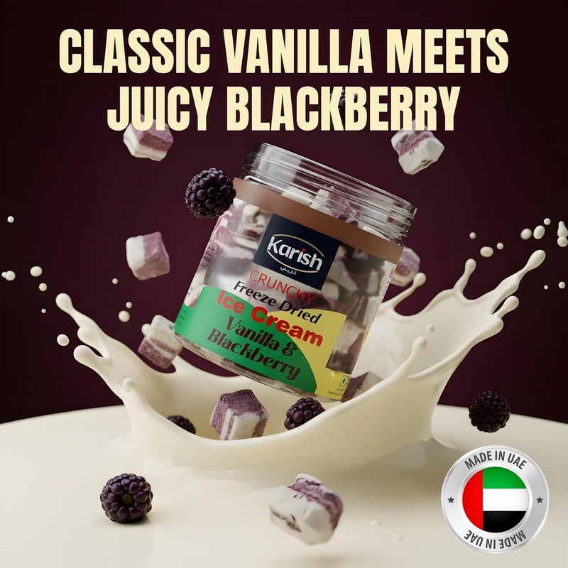 Karish Crunchy Freeze Dried Vanilla & Blackberry Ice Cream | Fresh & Nutrient Rich With Pure Flavor & Aroma of Icecream | A Perfect Snack For Outdoor & On The Go Ice-Cream | 55 gm - Image 3