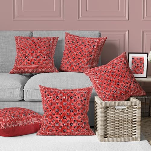 AAZEEM Decorative 16x16 Inch Throw Pillow Covers Set of 5 | Super Soft Velvet Pillows|Fall Pillowcase for Living Room Bedroom Sofa Couch Cushion Cover |Red Color| 40x40cm| - Image 1