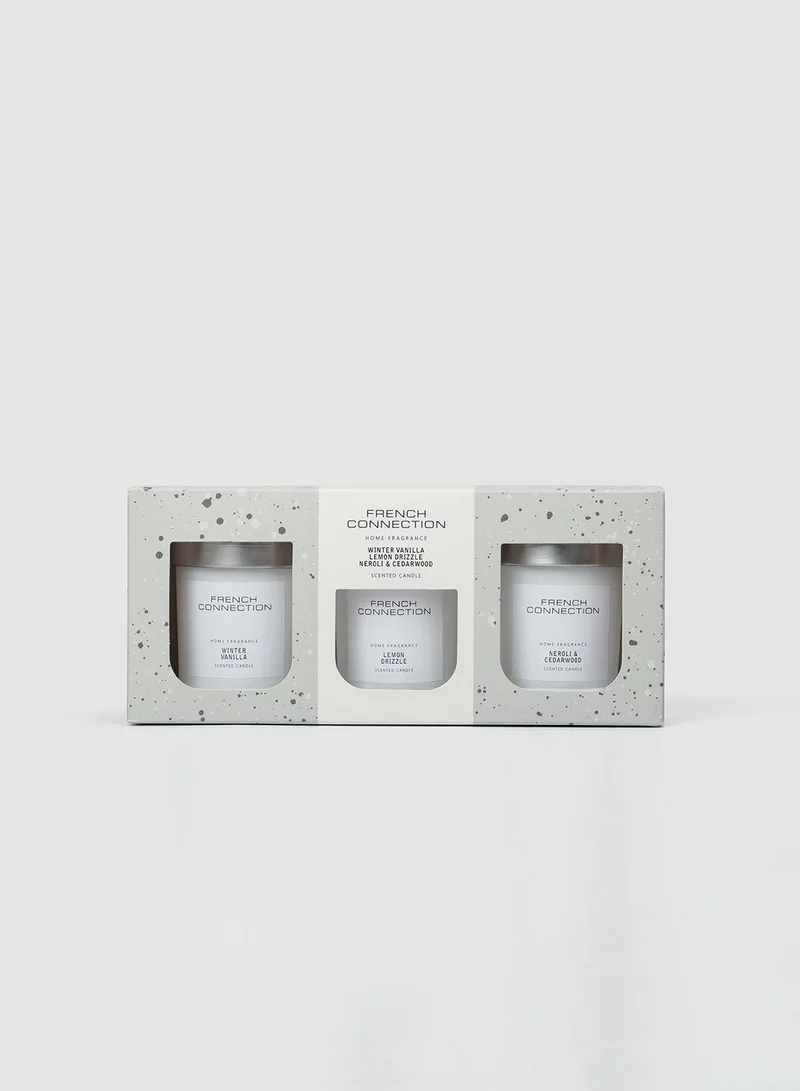 فرنش كونكشن مجموعة هدايا ثلاث شموع بيضاء  ×  جرام