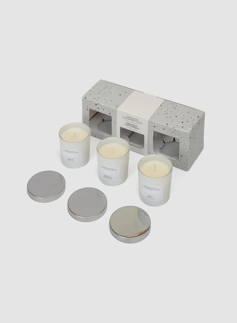 فرنش كونكشن مجموعة هدايا ثلاث شموع بيضاء  ×  جرام