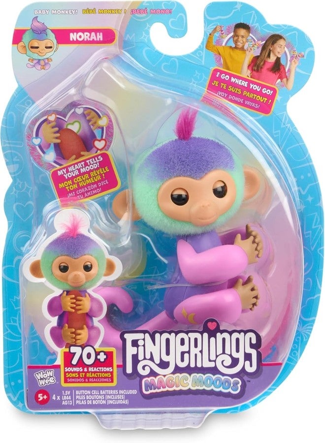 Fingerlings 3181 Magic Interactive Baby Monkey, Norah (Teal & Purple), Tells Fortune and Mood, 70+ Sounds & Reactions (Ages 5), Pink