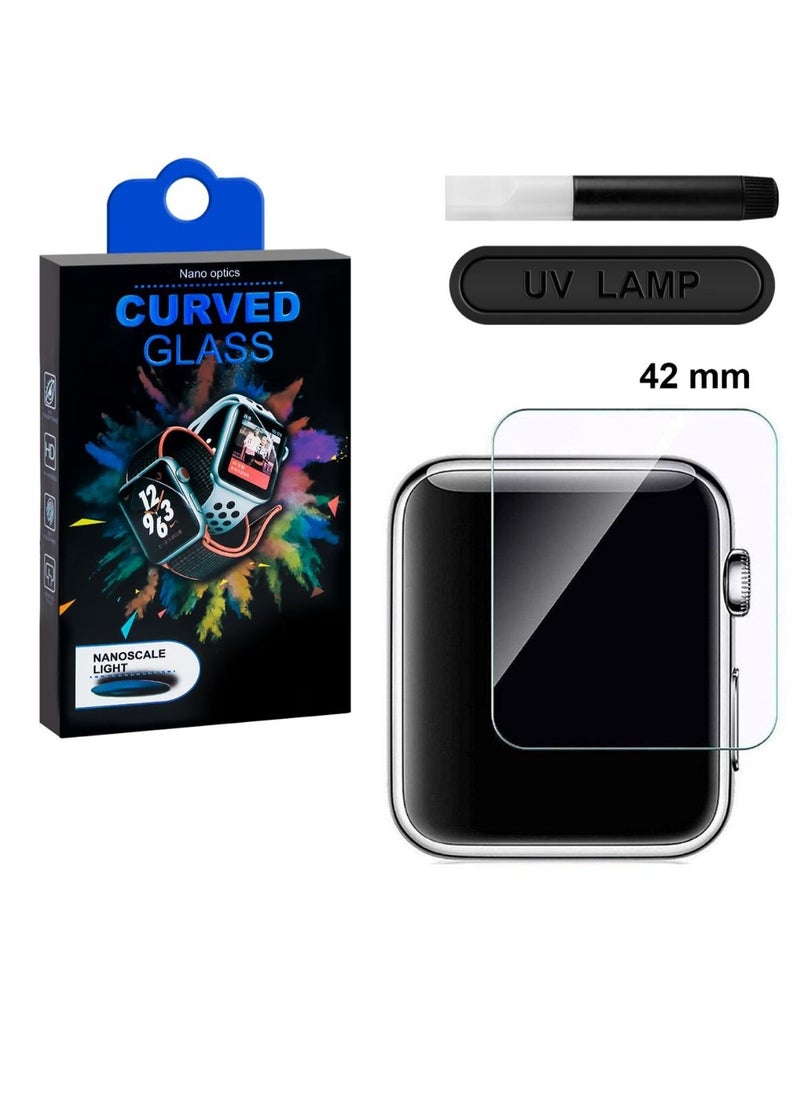 Nano Optics iWatch Screen Protector - Tempered Glass UV Glass with H9 Hardness and Anti-Fingerprint Coating 38mm and 42mm