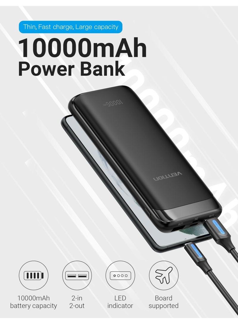 VENTION Power Bank 10000mAh(M/C-A/A)10W Black Model # FHAB0 - Image 2