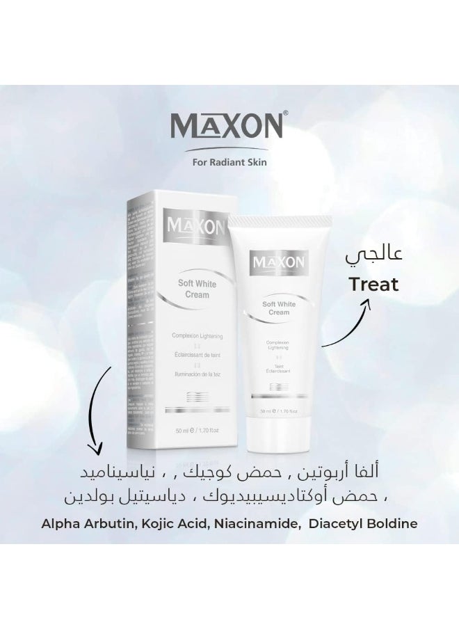 MAX-ON MAX-ON Soft White Beauty Cream 30g - Dark Circle and Acne Removal, Skin Whitening for Face & Body - Nighttime Skincare with Alpha & Kojic Acid - Suitable for Men & Women  - Image 5