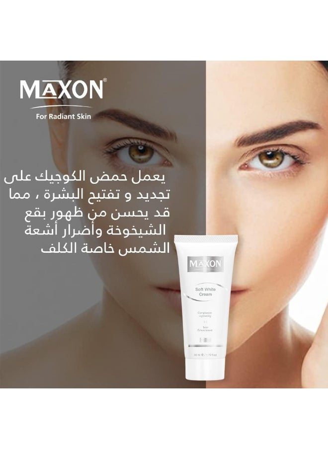 MAX-ON MAX-ON Soft White Beauty Cream 30g - Dark Circle and Acne Removal, Skin Whitening for Face & Body - Nighttime Skincare with Alpha & Kojic Acid - Suitable for Men & Women  - Image 4