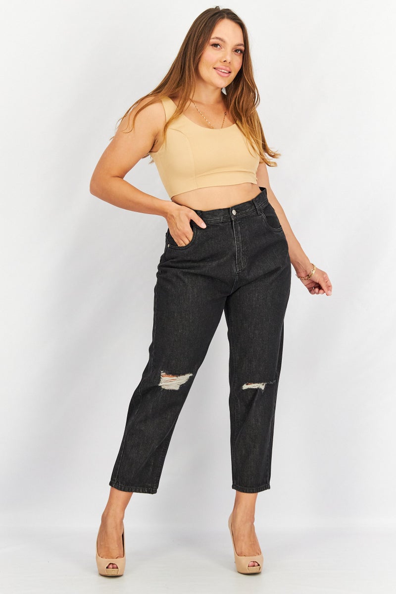 Asos Design Women Square Neck Sleeveless Plain Crop Top, Tan - Image 2