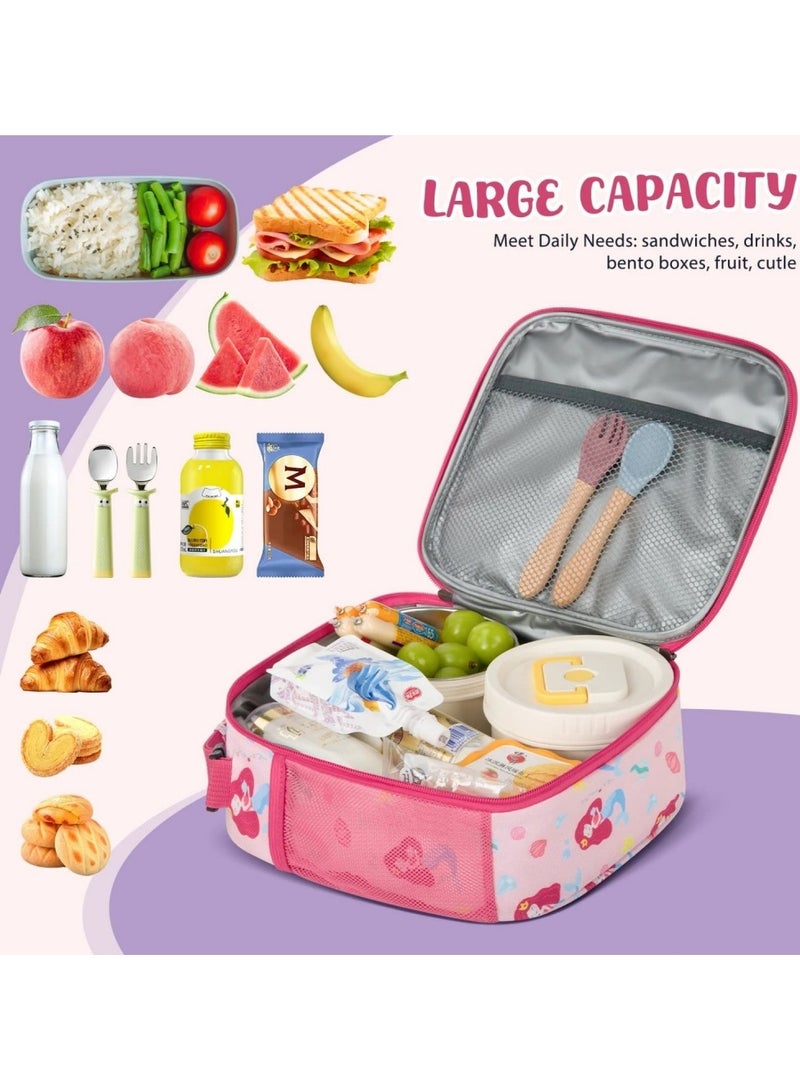 SänHahn Kids Lunch Box Insulated Soft Bag Mini Cooler Back to School Thermal Meal Tote Kit with Proof Water-resistant Lining for Girls, Boys (Pink Mermaid)  - Image 2
