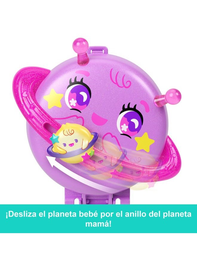Polly Pocket دمى ومجموعة ألعاب، صندوق فضاء كوكب بولي، لعبة سفر مع 1 دمية صغيرة، جرو وإكسسوارات متطابقة JCB18 - Image 3