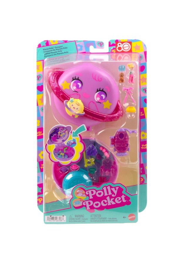 Polly Pocket دمى ومجموعة ألعاب، صندوق فضاء كوكب بولي، لعبة سفر مع 1 دمية صغيرة، جرو وإكسسوارات متطابقة JCB18 - Image 5